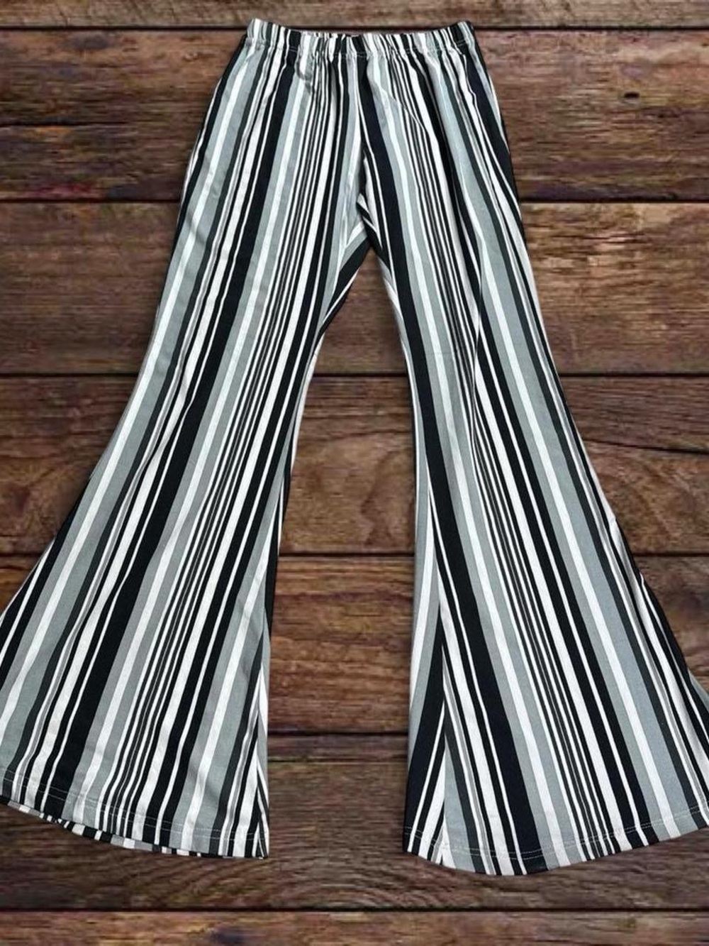 Daytrip Black & White Vertical Stripe Flare Pants